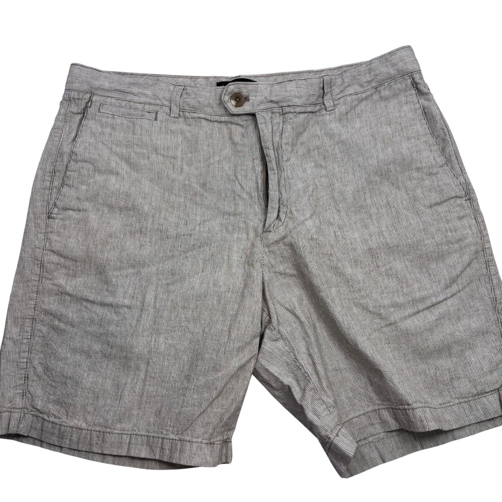 Banana Republic‎ Mens Tan White Striped Chino Shorts Size 36 Casual Summer